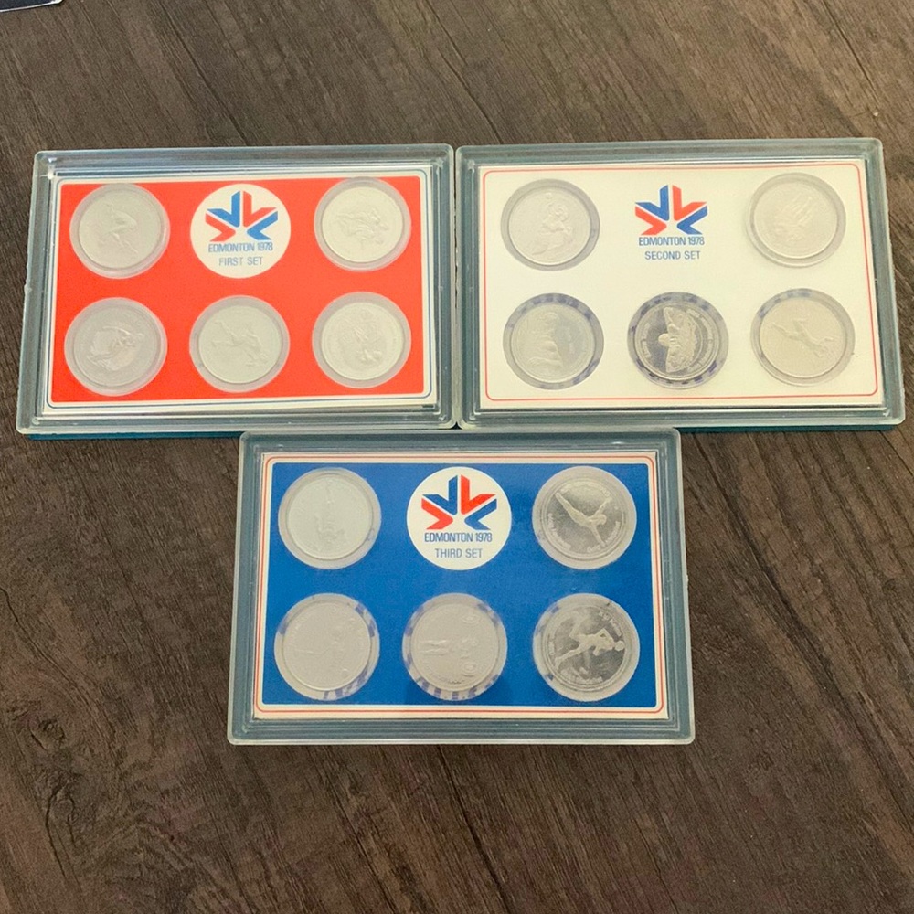XI Commonwealth Games - Edmonton 1978 - Set of 15 in 3 Separate Display Cases